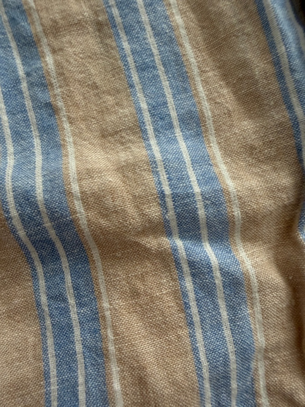 Hem Striped Short-Sleeve Button-Down Shirt - Blue & Tan boys size 6 - Picture 3 of 10